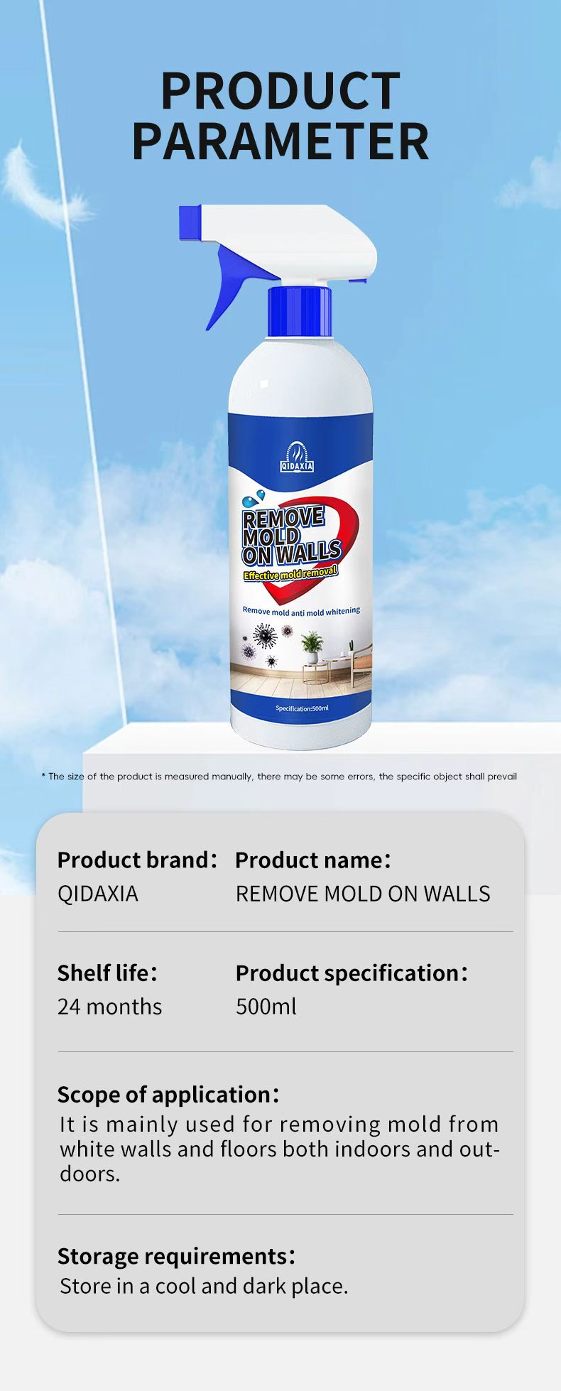 Mildew Remover for Walls, Household White Wall Tile Grout Mildew Remover Spray, Wall Mold Spot Cleaner