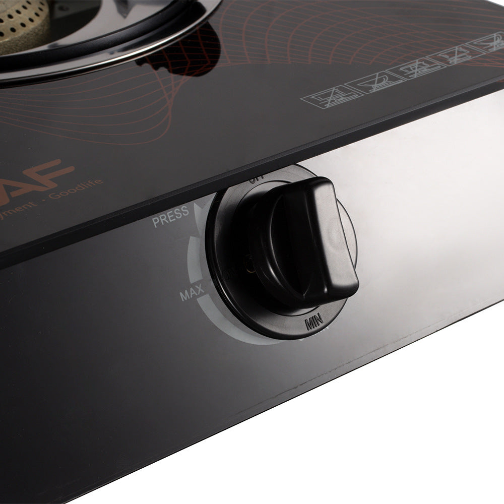 European Standard Gas Stove Single Burner Household Liquefied Gas Tabletop Flameout Protection Glass Rotating High Heat Natural Gas R.8034