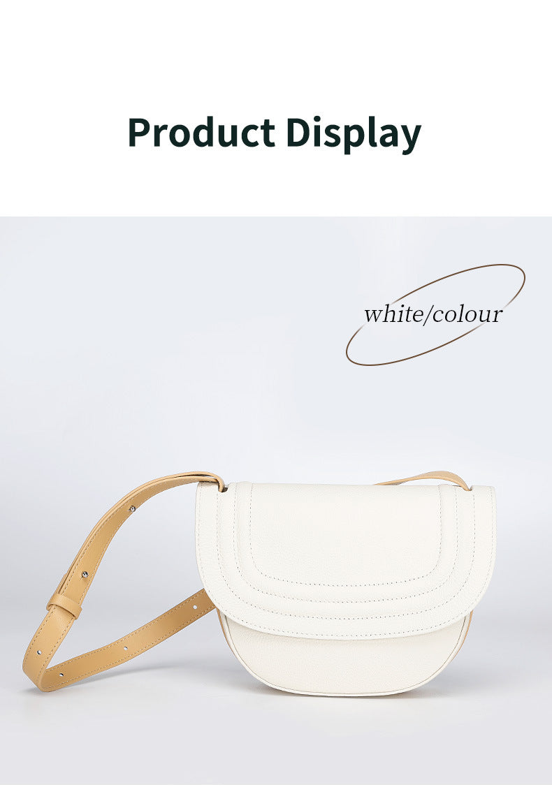 In Stock Trendy Retro Saddle Bag Semi-Circular Niche Texture Crossbody Women's Bag Simple Versatile Shoulder Bag for Women Daily Style
