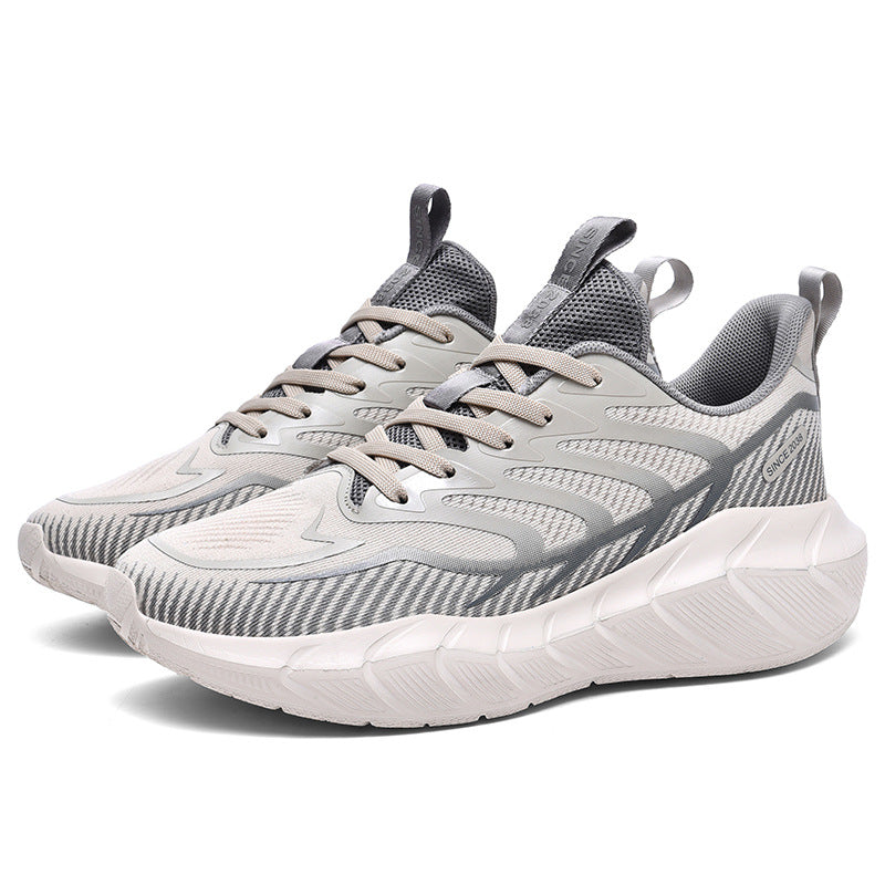 New Thick-Soled Racing Sports Shoes for Middle School Students, High Elastic Running Shoes for Men and Women, Breathable Flyknit Mesh Shoes for Couples