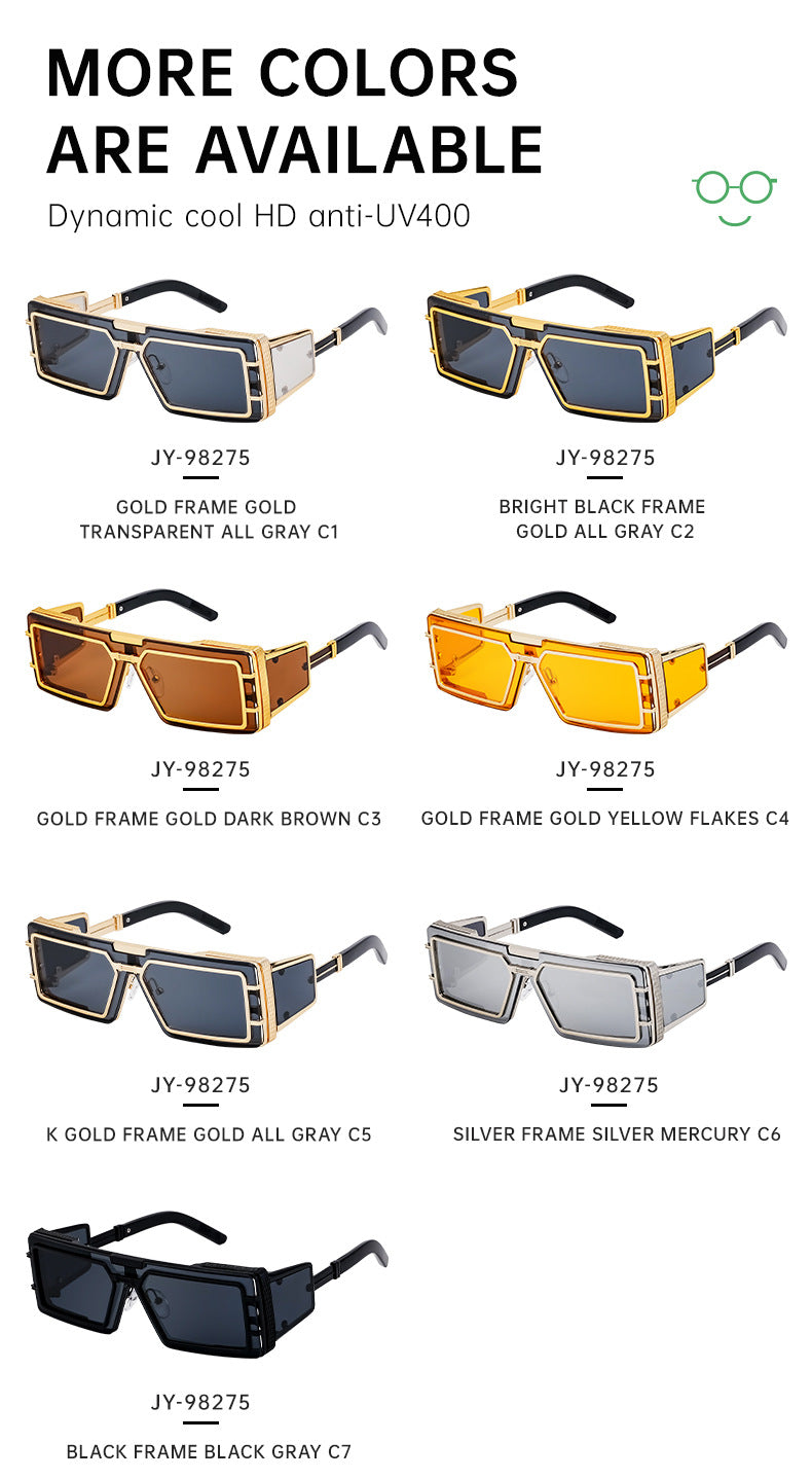 New Full Frame Glasses Men's Future Technology High-end Sense European and American fashion Square Frame Sunglasses Sunglasses shades