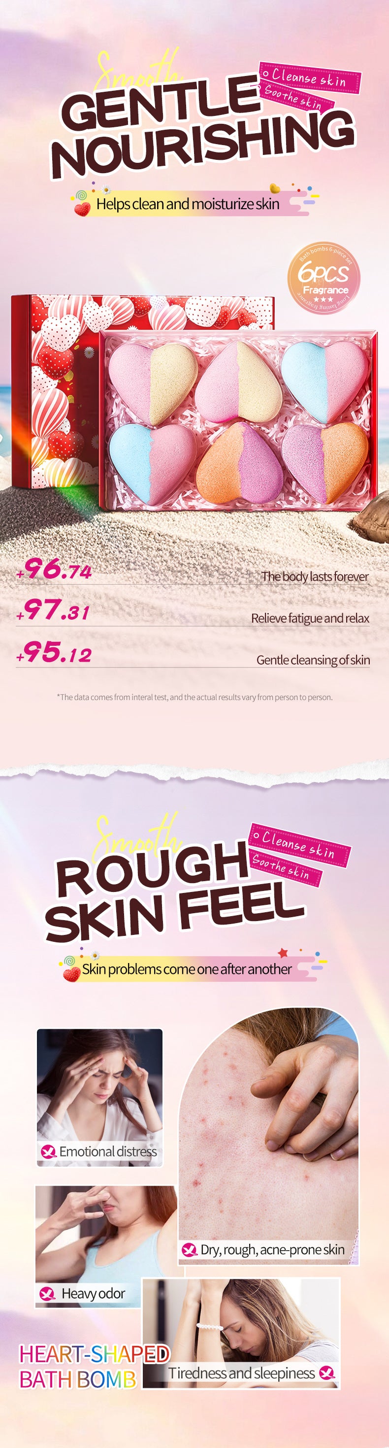 Cross-Border Bath Salt Balls6Set  Heart-shaped Bath Bomb Bath Salt Ball Boxed Export Manufacturer Wholesale