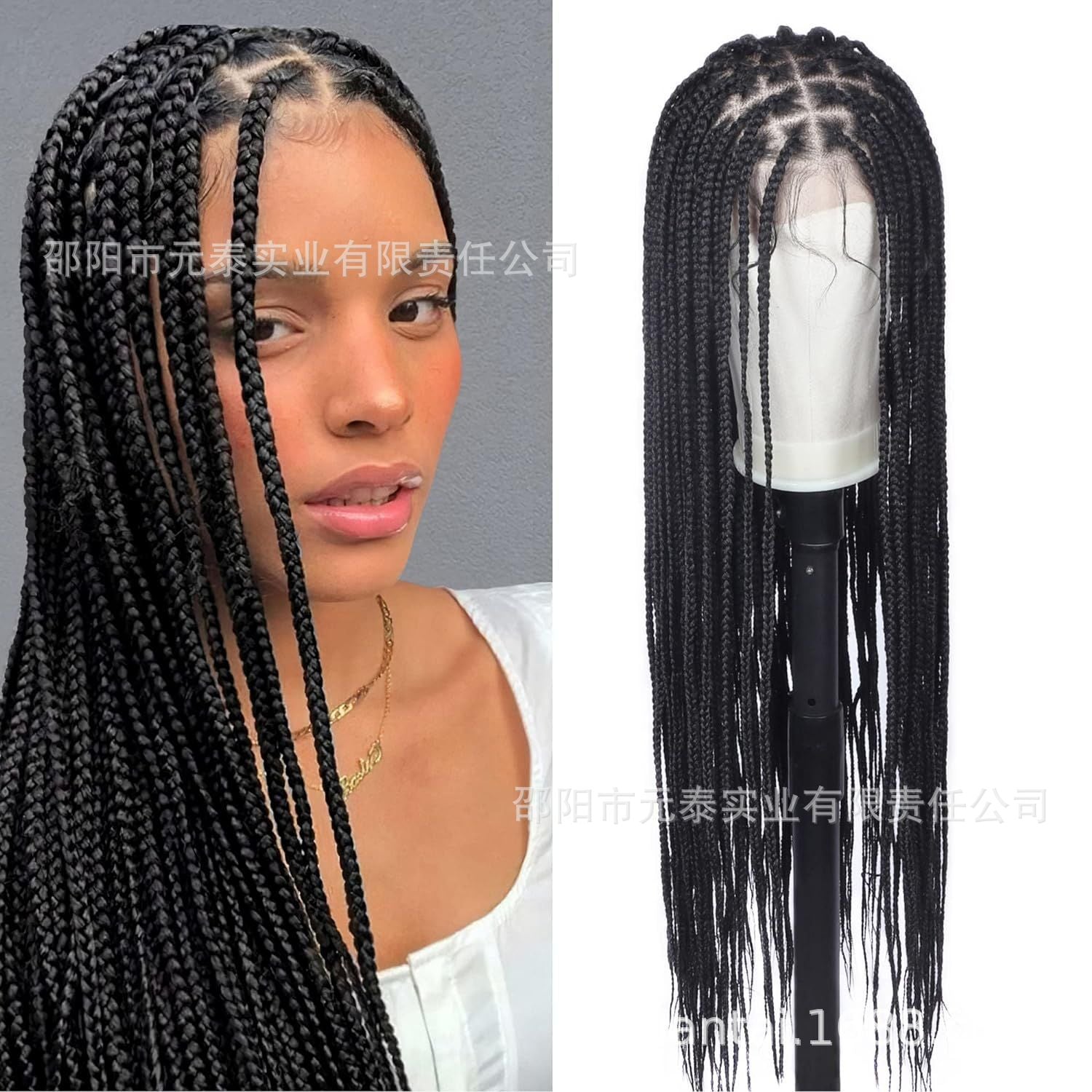 Full Double Lace 36" Braided Wigs  Cross Knotless Box Wigs