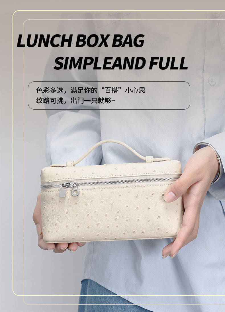 GIgi Same Style Women's Bag Niche Elegant Handheld Lunch Box Bag Women Simple Top Layer Cowhide Single Shoulder Crossbody Small Bag