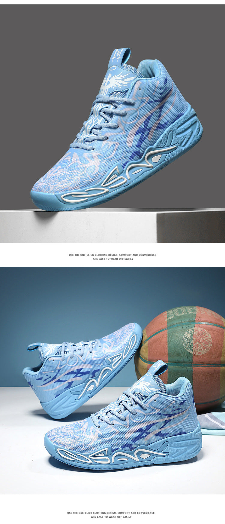 Fashion Trend Basketball Shoes New Youth Mandarin Duck Mesh Breathable Sports Shoes High-Top Training Boots