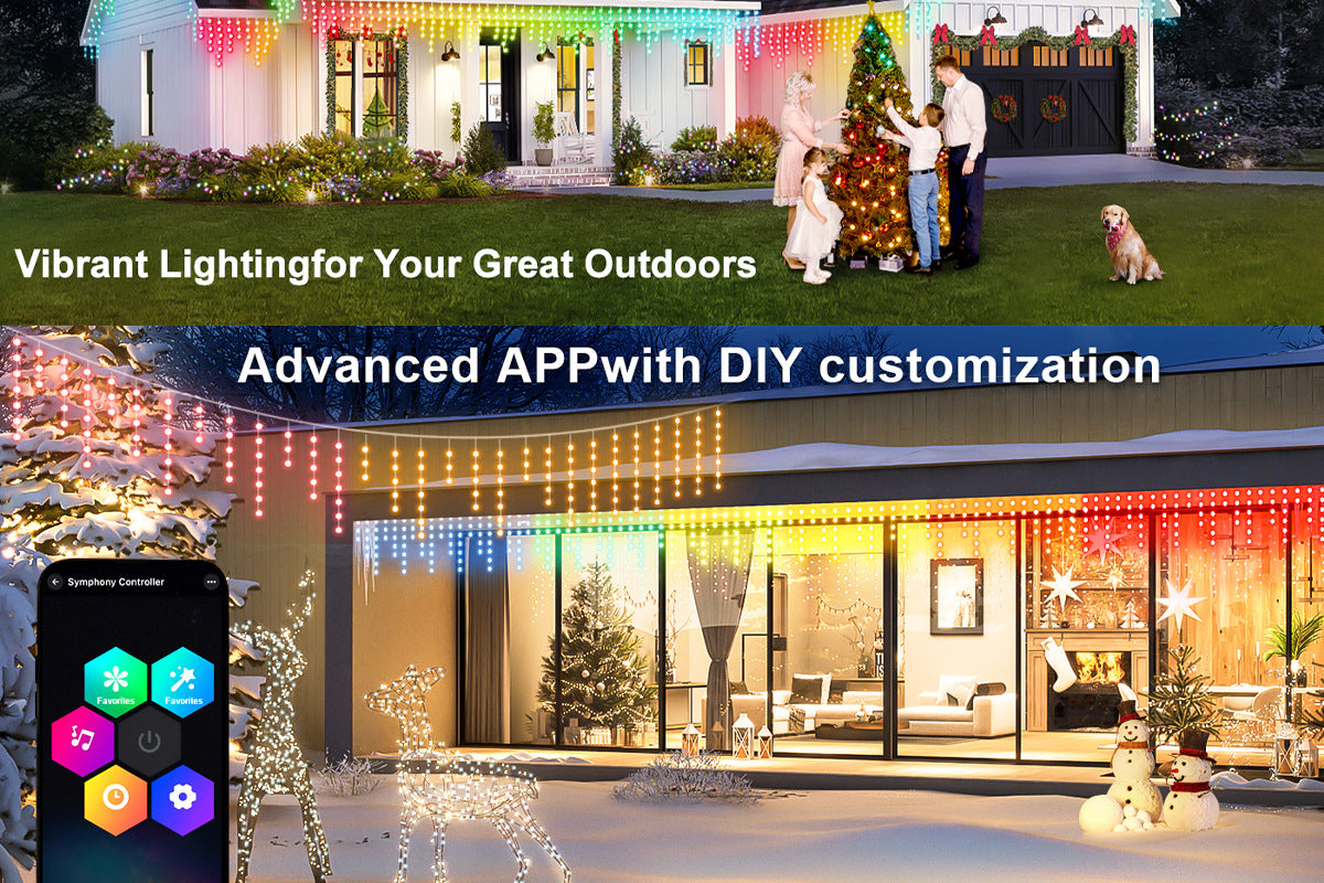 Bluetooth Icicle String Lights Icicle Lights Outdoor Eave Lights Waterfall Eave Lights Waterproof Eave Lights led Atmosphere Light String