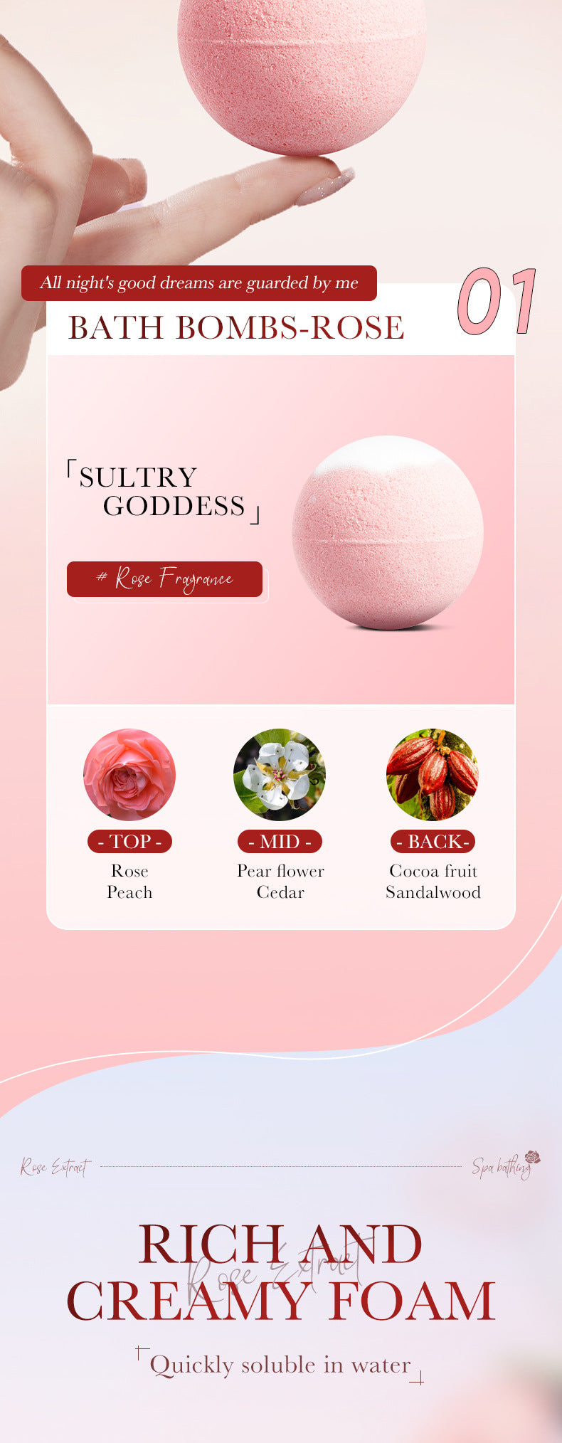 Rose Bath Salt Balls SADOER Deep Cleansing Body Universal Bath Ball Cross-Border Foreign Trade Wholesale
