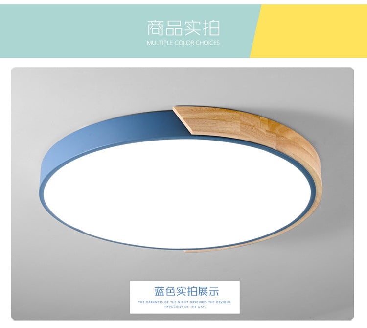 Macaron Solid Wood Ceiling Light led Bedroom Lamp Round Nordic Iron Art Room Lamp Creative Living Room Lamp for Home Use