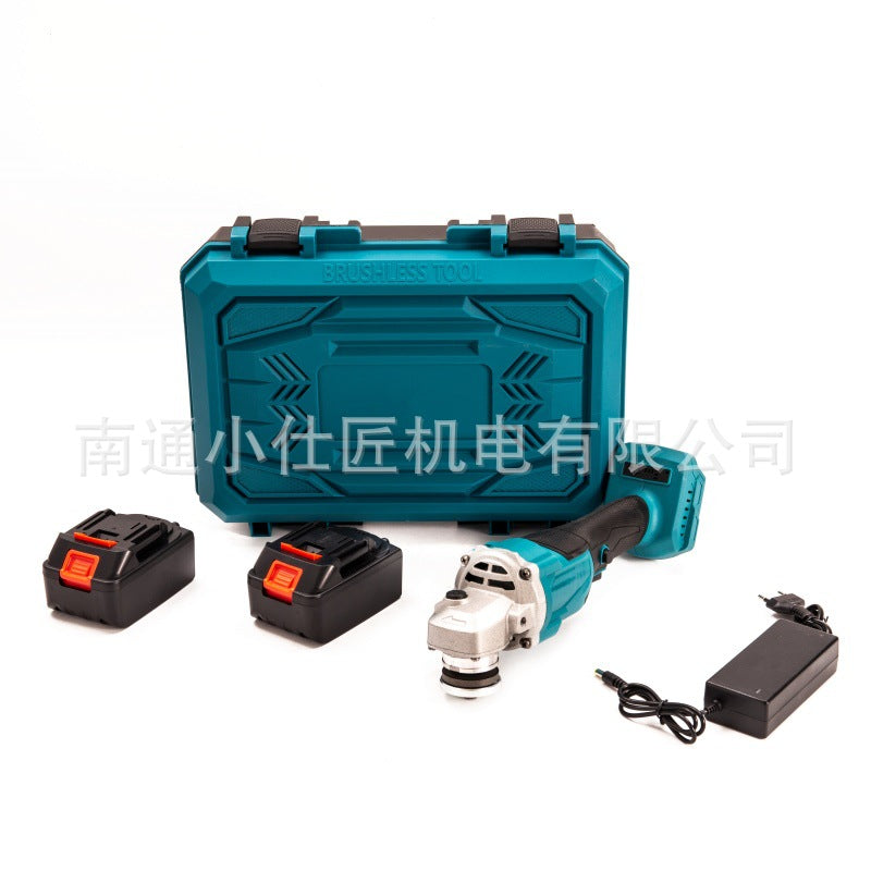 Cross-Border Dropshipping Two Batteries and One Charger Lithium Battery Angle Grinder Rechargeable Cordless Polisher Household Grinding Angle Grinder Brushless