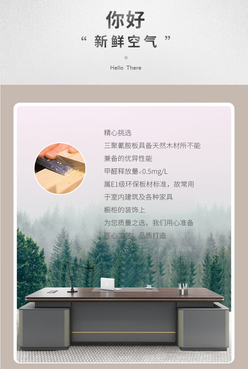 Elegant Office Desk Boss Desk Simple Modern Double Cabinet Mobile Cabinet Office Manager President Office Desk and Chair Set