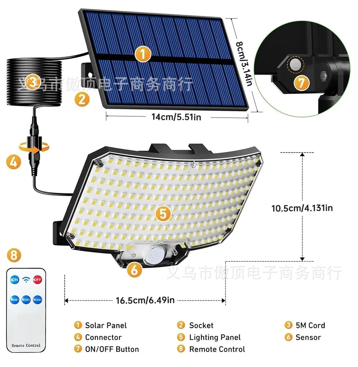 New Solar-Powered Light234LED Courtyard Waterproof Garden Villa Lighting Lamp Split Type Outdoor Lighting Lamp