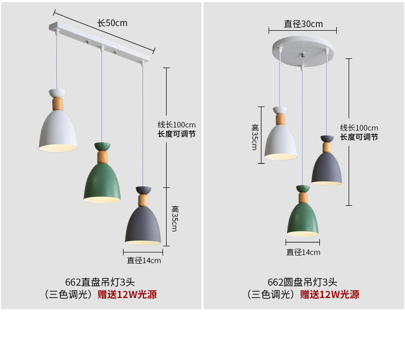 Nordic Restaurant Pendant Light Three-Head Bar Dining Room Table Lamp Creative Personality Bedroom Lamp Modern Minimalist Lighting Fixture