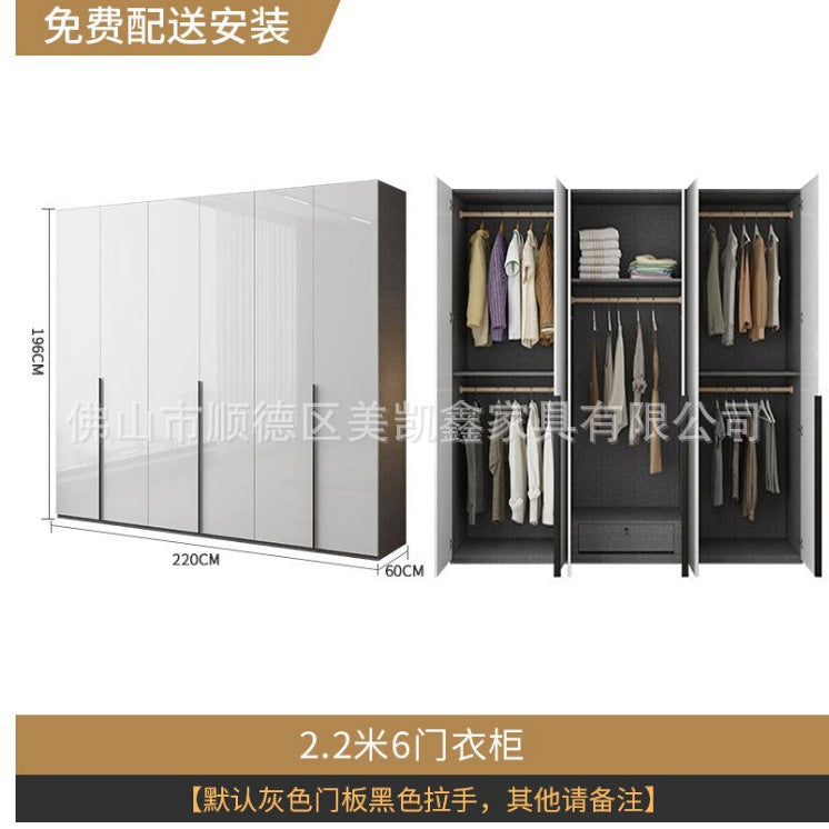 Modern Simple Wardrobe with Swing Doors, Storage Wardrobe with Dressing Table, Shelves, Side Cabinet, Bedroom Wardrobe, Entryway Installation