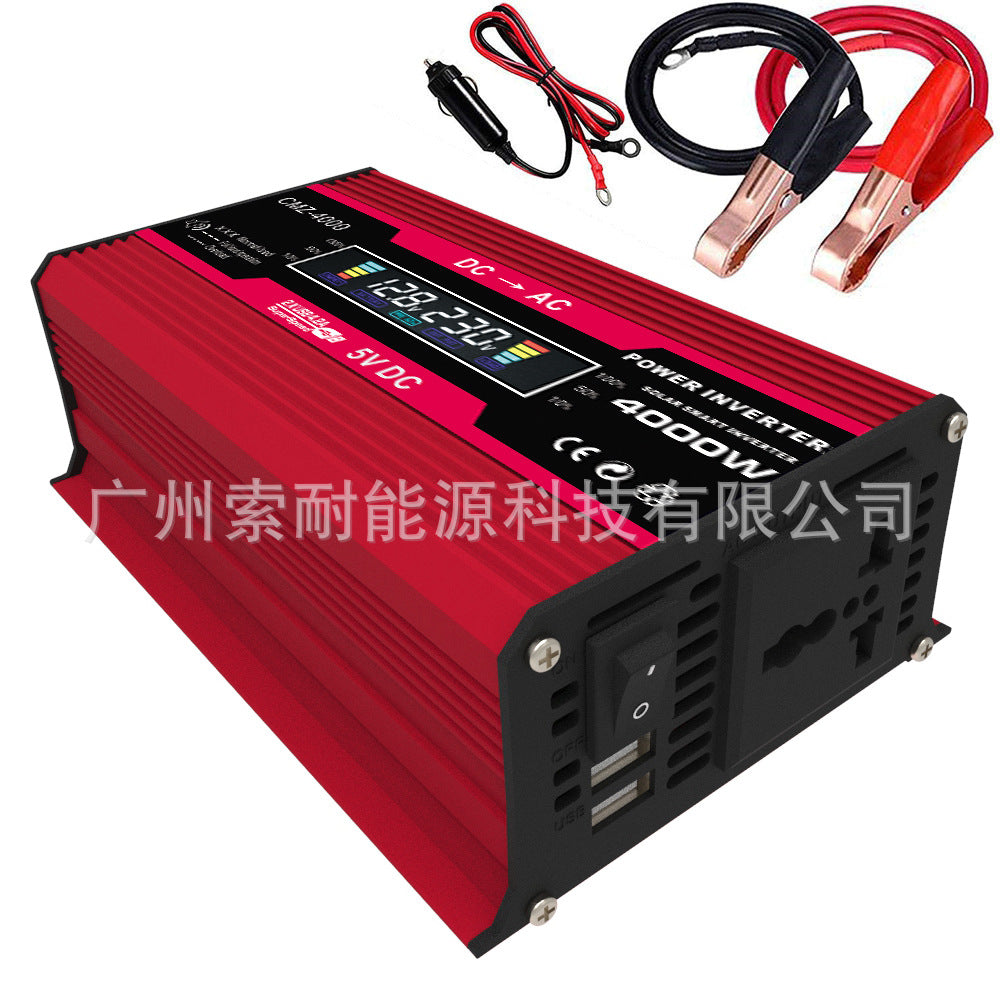 Car Converter Small Electrical Car Inverter300W 12V Turn110V/220V Double USB Intelligent Color Screen