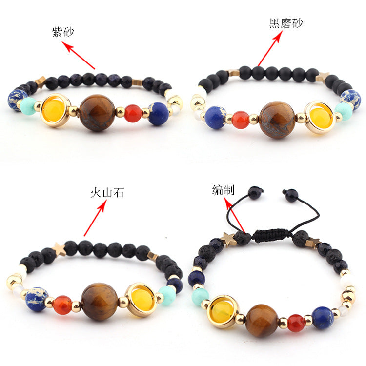 Hot-Selling Universe Galaxy Solar System Eight Planets Bracelet Guardian Star Natural Stone Bead Bracelet Seven Meridians Bracelet
