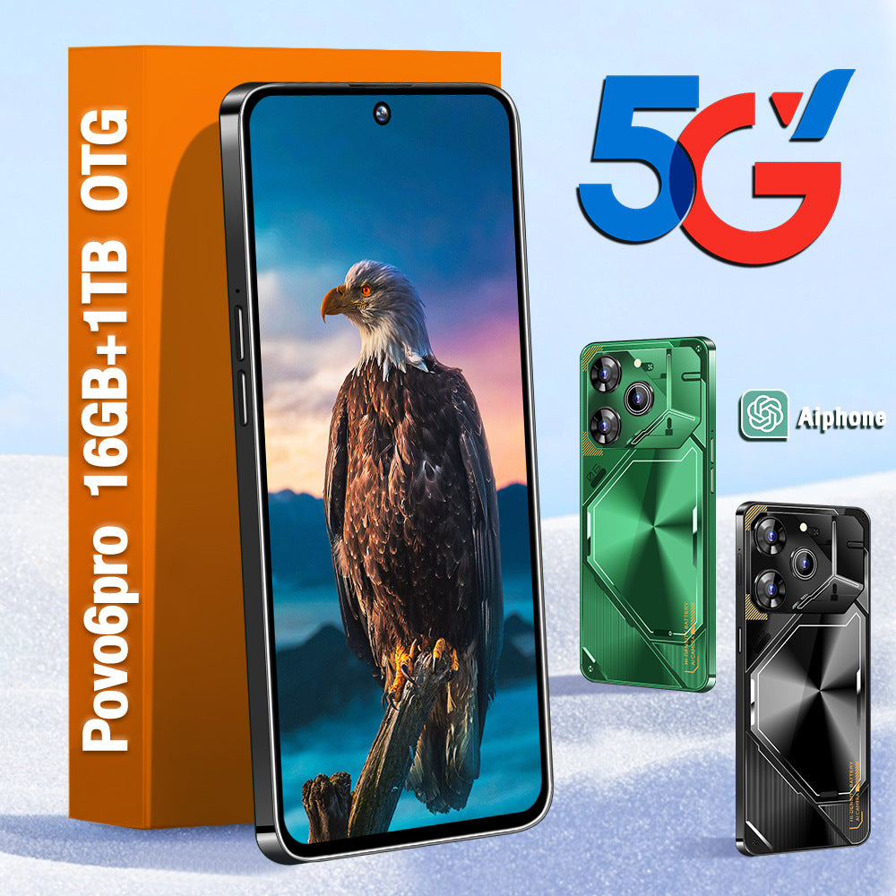 New Global Exclusive Povo6Pro Android16+1T Super Large Screen Smartphone Factory Direct Price