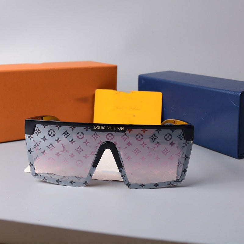 2022European and American Style Large Frame Integrated Half Frame Fashionable Personality Sunglasses for Men and Women One-piece Trendy Sunglasses