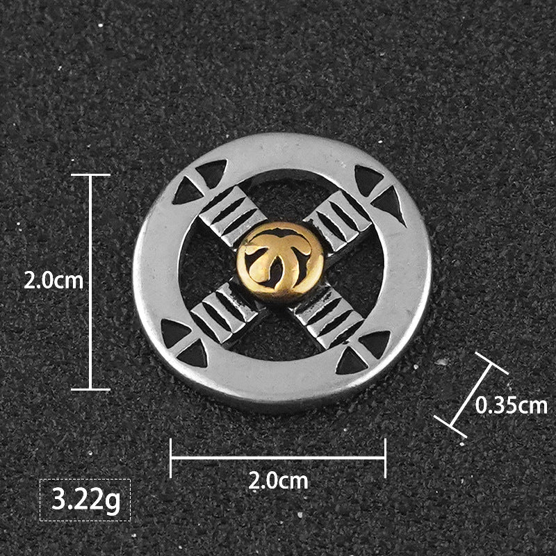 New Stainless Steel Necklace Accessories Japanese Takahashi Goro Cross Wheel Disc Chain Titanium Steel Eagle Hook Taijiao Chain