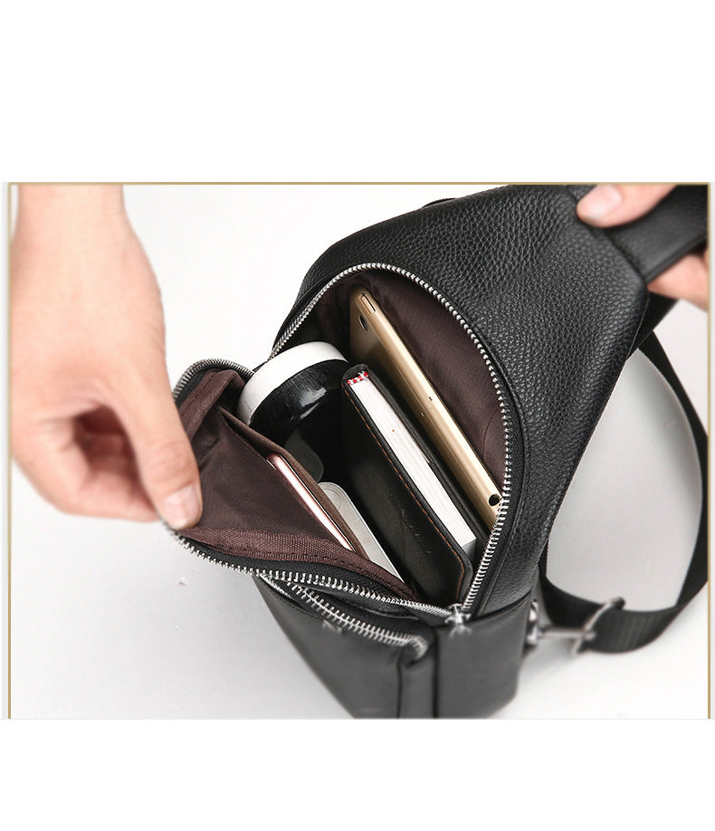 Anti-theft Bag Cowhide Chest Bag Password Lock Outdoor Sports Genuine Leather Single Shoulder Crossbody Bag Anti-theft Password Lock