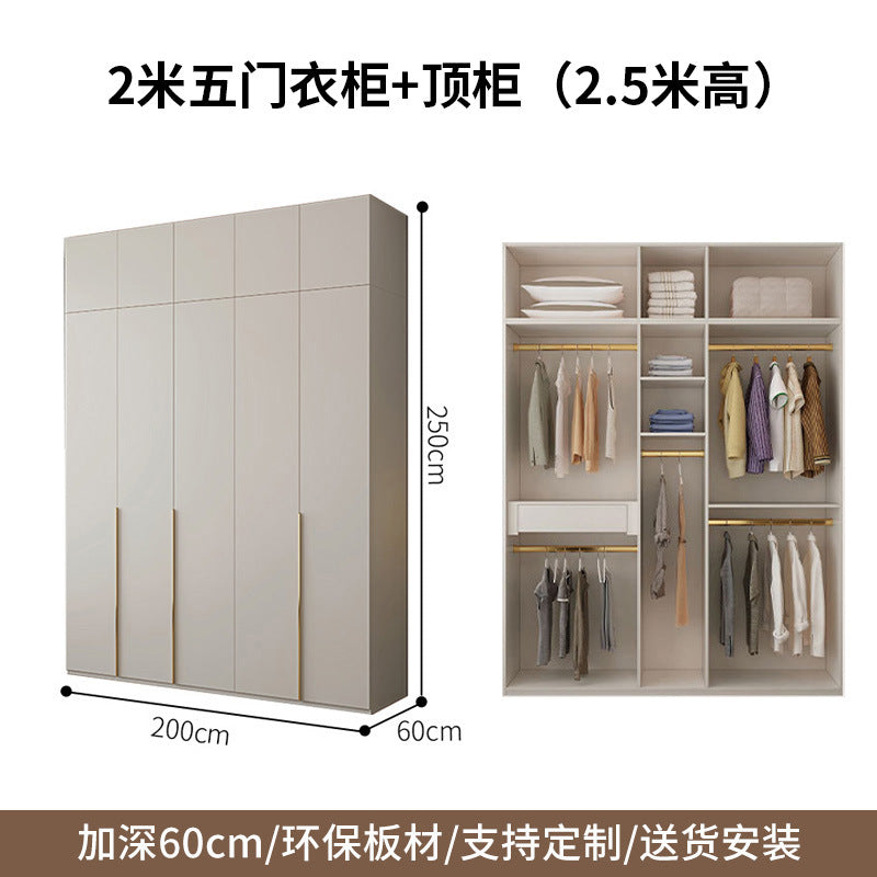 One-Door to Ceiling Heightened Solid Wood Wardrobe for Home Bedroom, Double Door Simple Assembly Cabinet, European Pine Board Storage Cabinet, Wardrobe