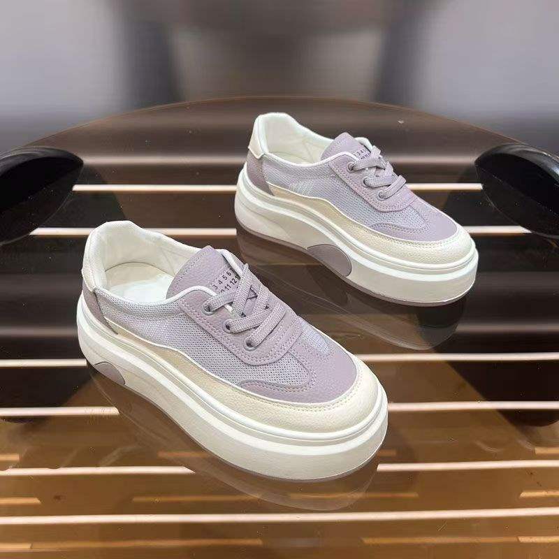Light Luxury White Sneakers2025New summer breathable thick-soled height-increasing versatile casual lightweight sports sneakers