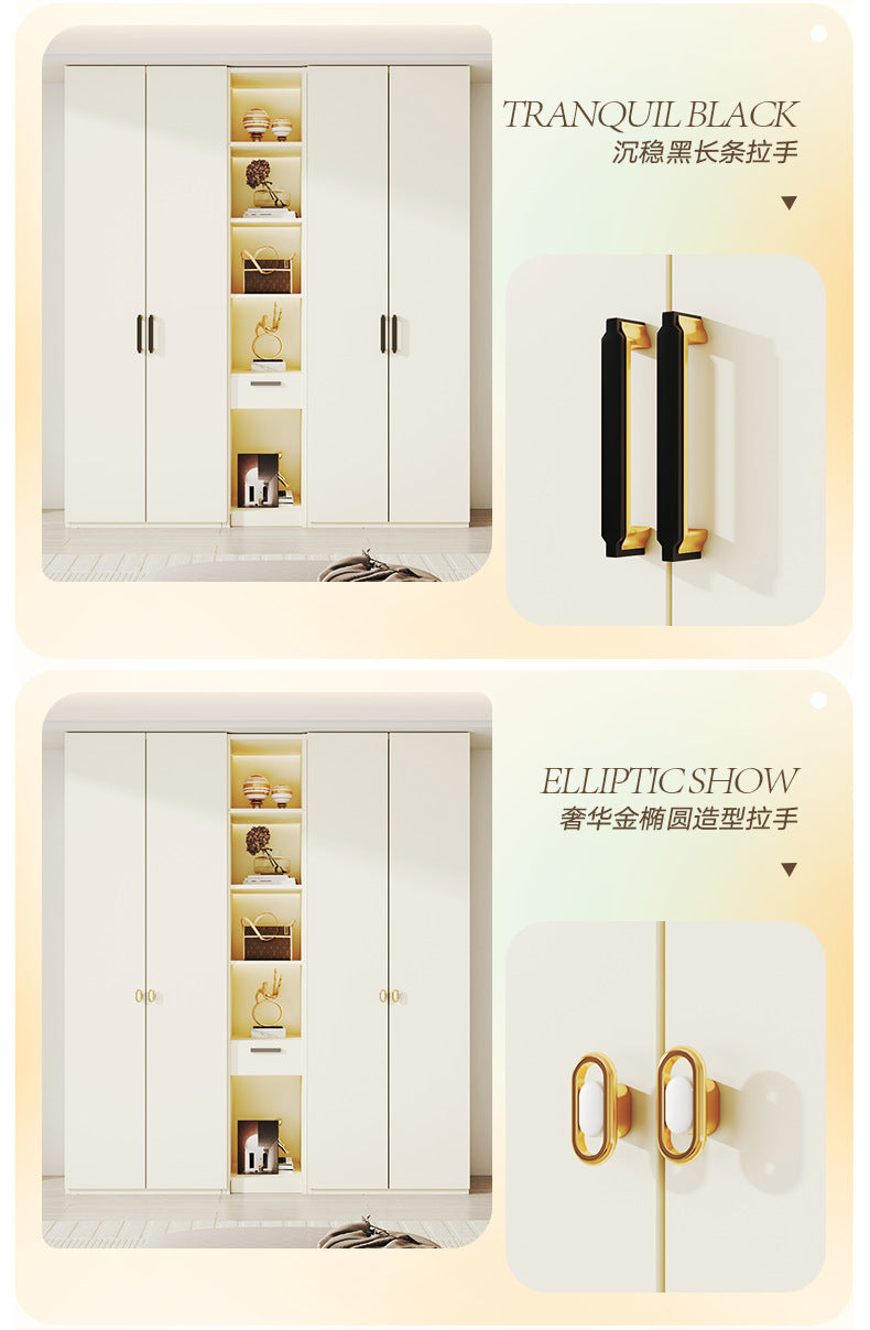 Solid Wood European Pine Board One-Door to Ceiling Ultra-High Combination Wardrobe Simple Modern2.5/2.6/2.7/2.8/3.0m Rice