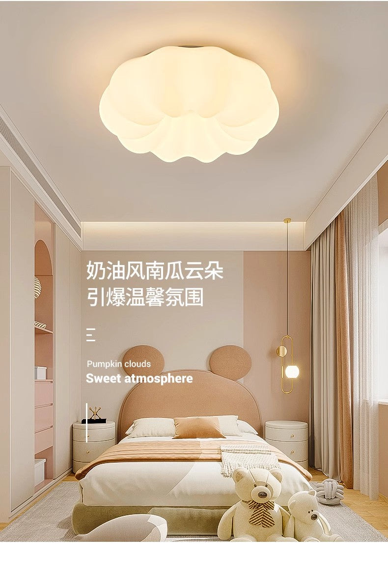 Pumpkin Ceiling Light Cream Style Creative Cloud Master Bedroom Light Round Kindergarten Princess Children's Room Light