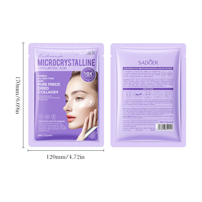 Hyaluronic Acid Microcrystalline Eye Wrinkle Patches SADOER Reduce Eye Fine Lines Eye Mask Cross-Border Wholesale