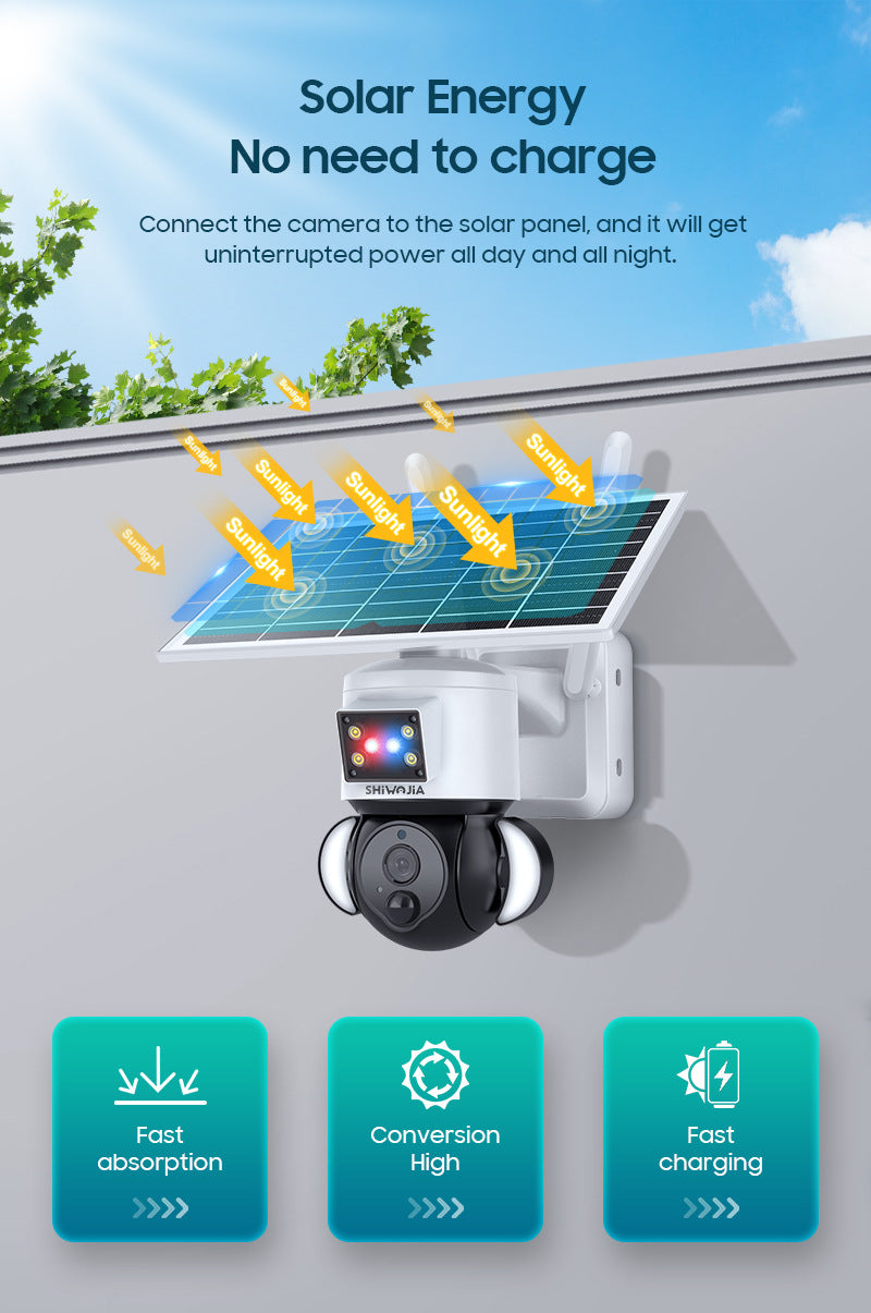 Factory direct sales solar low-power garden camera outdoor alarm surveillance camera40010,000 Pixels