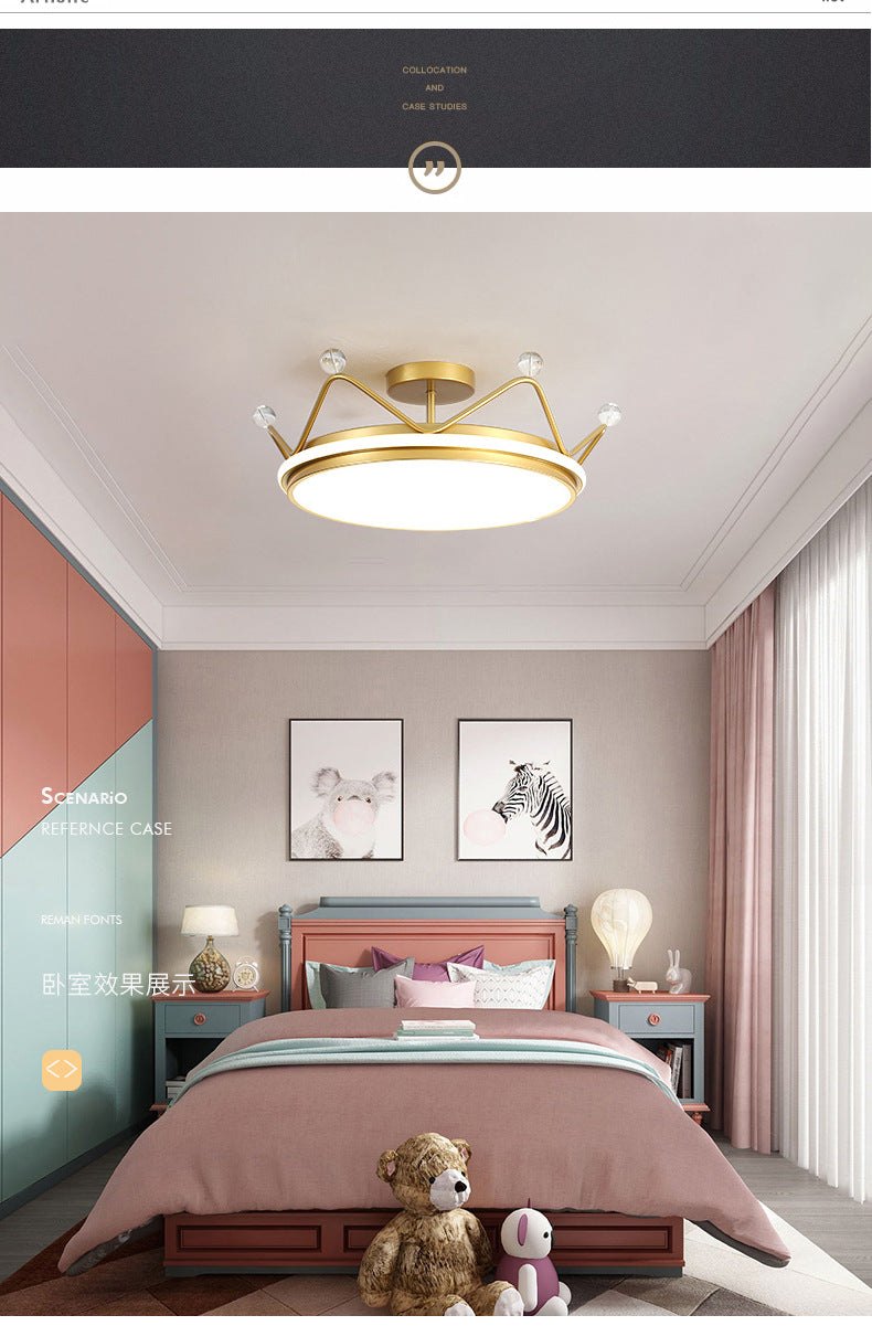 Children's Room Crown Ceiling Lamp led Room Bedroom Lamp Iron Art Boys Girls Energy-saving Eye Protection Cartoon Lamp Wholesale