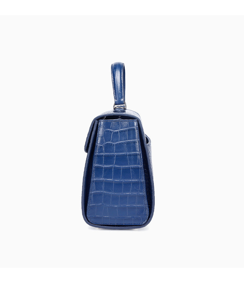 European and American Retro Small Square Bag Fashion Simple Handbag Crocodile Pattern Crossbody Kelly Bag Versatile Crossbody Bag Light Luxury Trend