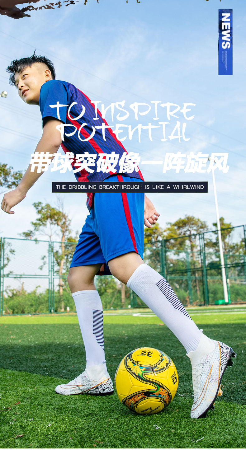 New high-top soccer shoes for men and women AG Spike TF Broken Nail Youth Student Grassland Competition Training Shoes