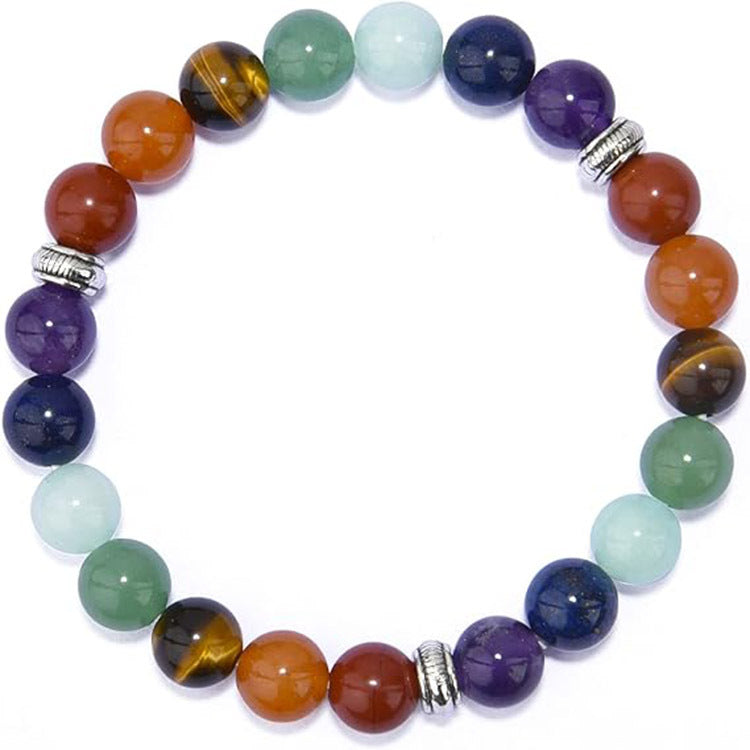 Natural Stone Tiger Eye Spacer Bracelet for Women8mm Beaded Colorful Bracelet Single Loop Elastic Pink Quartz Malachite Bracelet