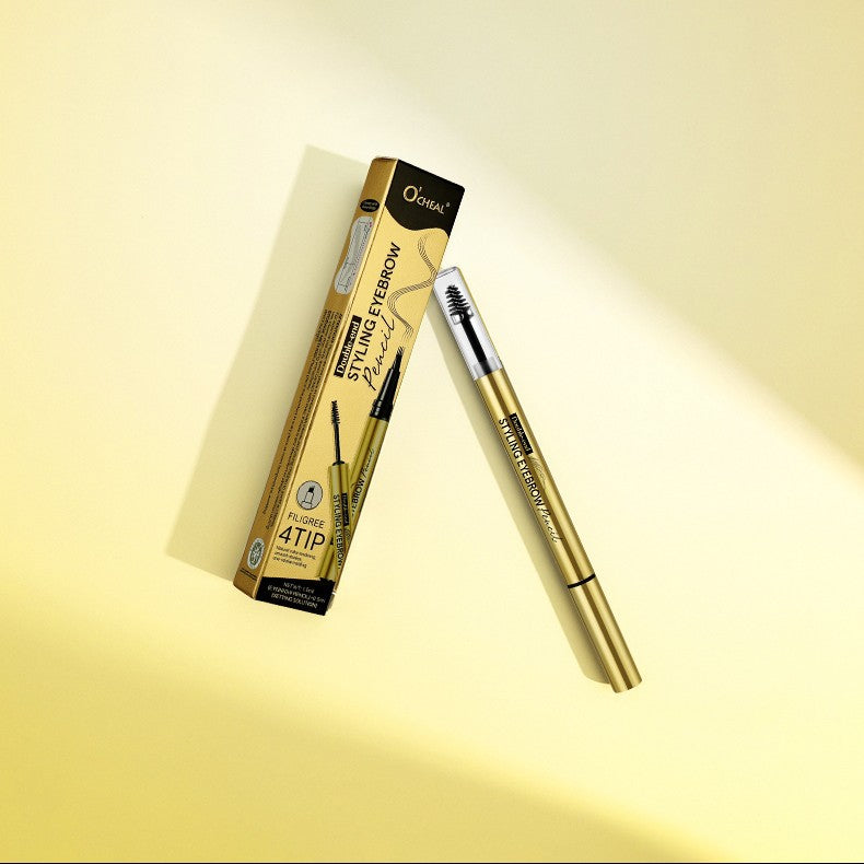 European Beauty Double-Ended Multi-Prong Plush Eyebrow Pencil+Styling Eyebrow Gel with Eyebrow Card Eye Set