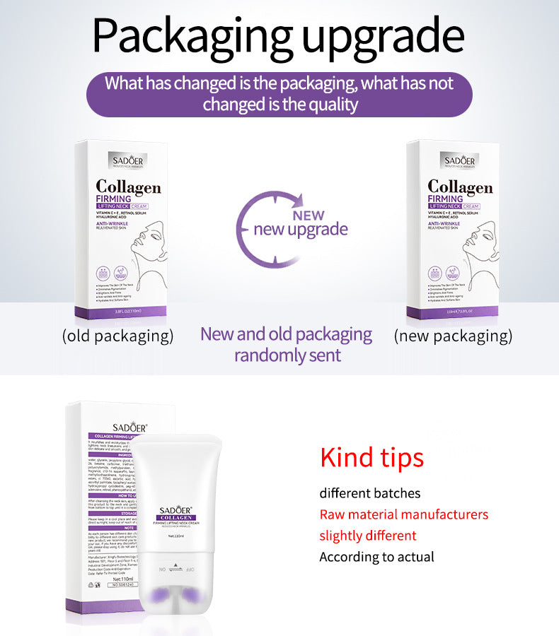 Full English Collagen Neck Cream110ml SADOER Firming Roller Neck Lifting Cream  Wholesale