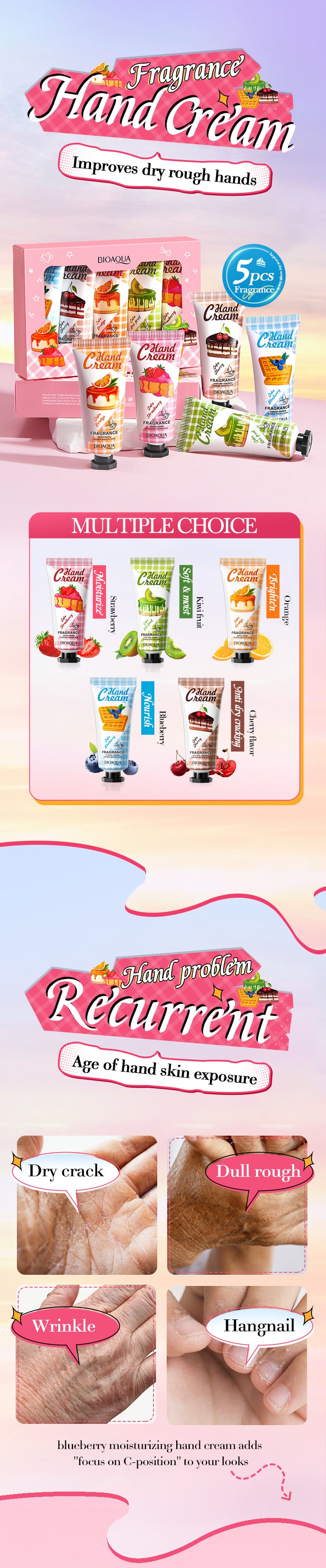 Fragrance Moisturizing Hand Cream Set BIOAOUA Autumn and winter moisturizing hand cream cross-border foreign trade wholesale