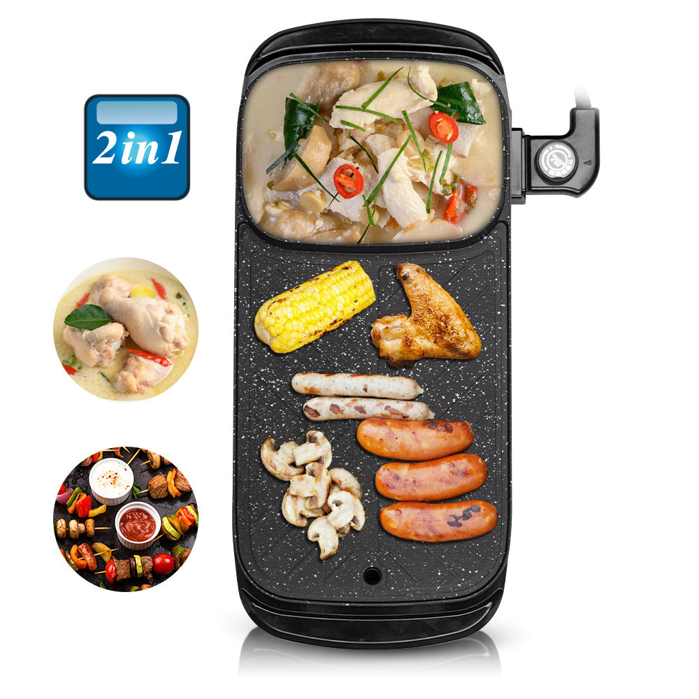 RAF European Standard Household BBQ Pot Hot Pot BBQ All-in-One Multifunctional BBQ Machine Grilling and Stir-Frying Grill Smokeless Electric Grill Pan