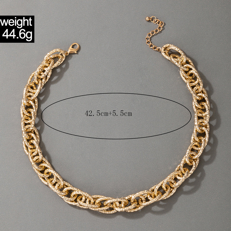 European and American Ornament Fashion Hip-Hop Short Thick Chain Geometric Necklace Metal Exaggerated Necklace
