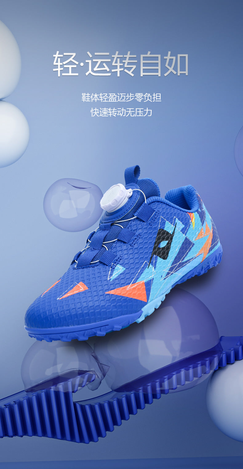 Rotating Buckle Football Shoes Breathable Anti-Slip TF Children's and Teenagers' Turf Training Shoes for Flat Ground Competitions