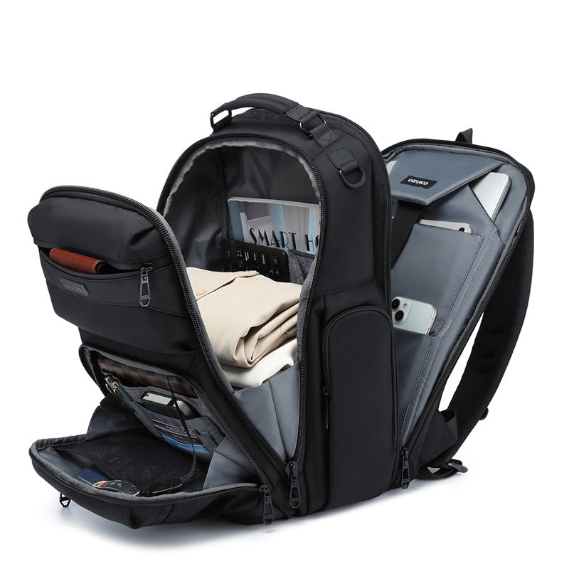 OZUKO Business Backpack Men's Commuting Computer Backpack Waterproof Large Capacity Business Travel Portable Men's Bag