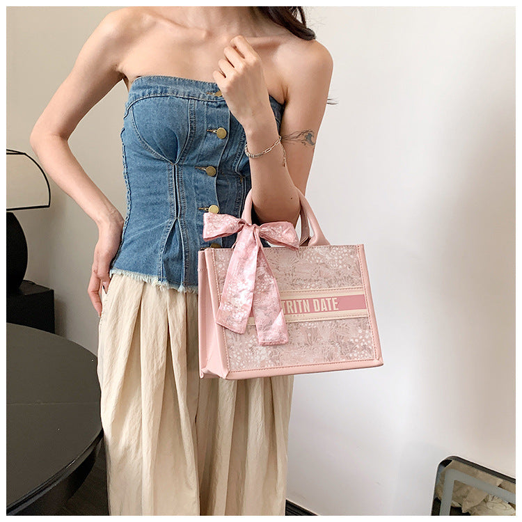 This Year's Trendy Handbag Large Capacity Embroidered Tote Bag for Women Trendy Texture Niche Commuter Handbag