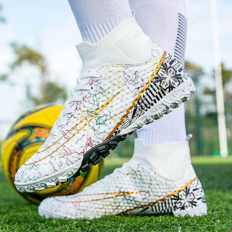 New high-top soccer shoes for men and women AG Spike TF Broken Nail Youth Student Grassland Competition Training Shoes