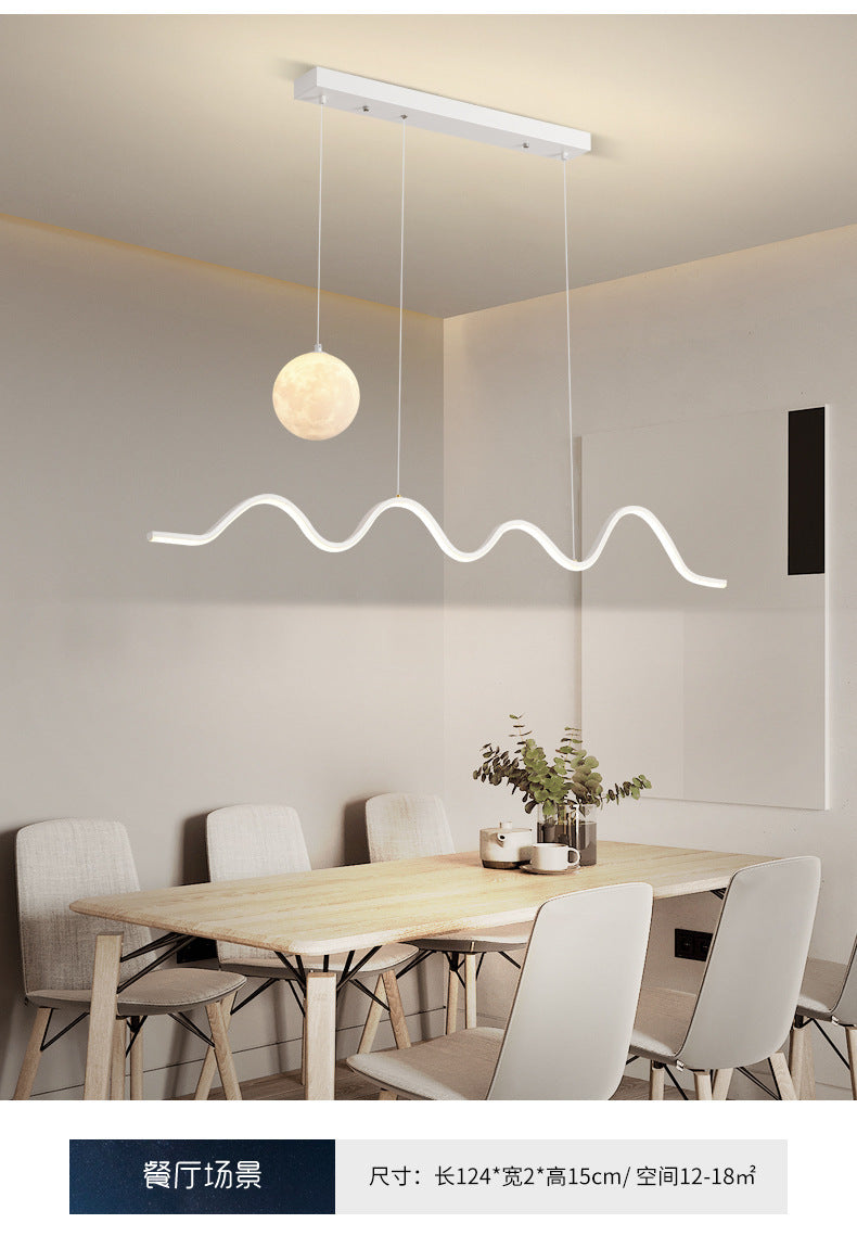Restaurant Chandelier Light Luxury Dining Room Dining Table Bar Modern Minimalist Moon Lamp Minimalist Long Strip Guangdong Zhongshan Factory