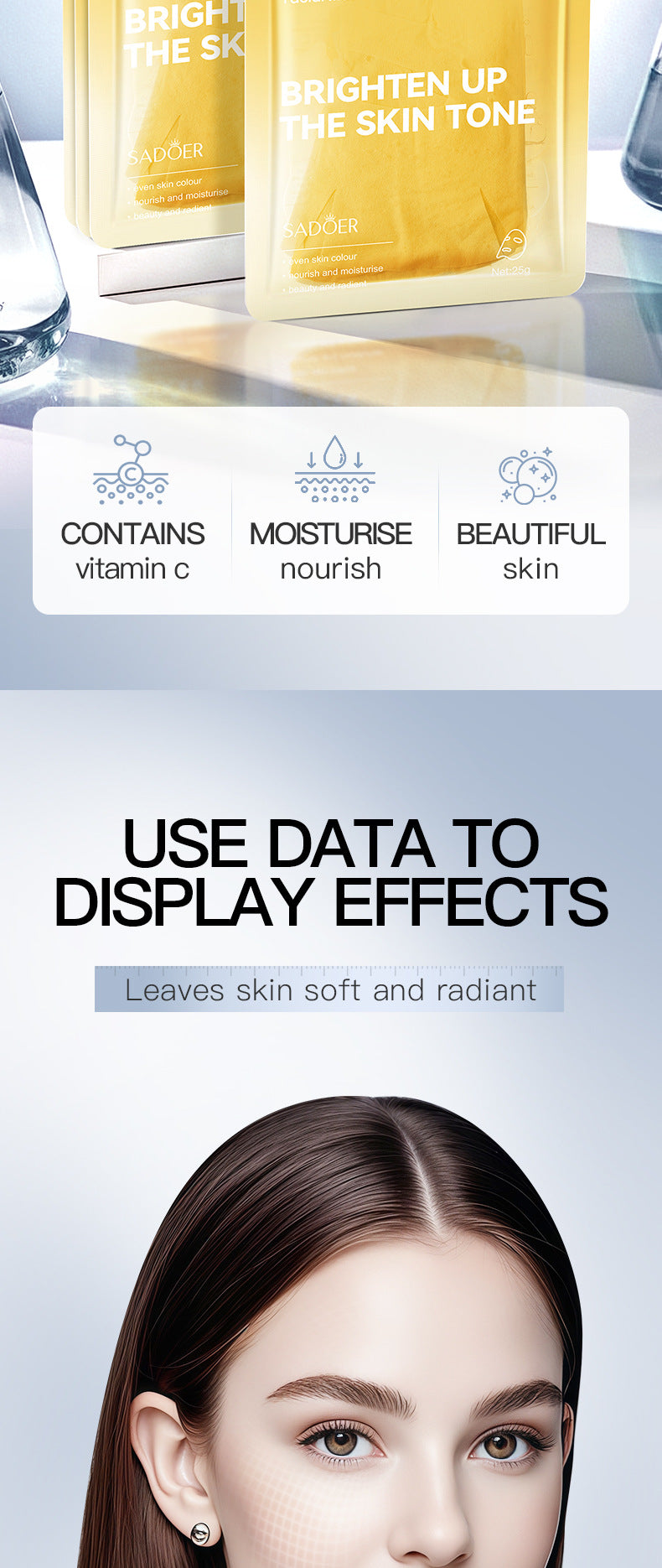 All English Vitamins C Radiant Brightening Mask SADOER Moisturizing and hydrating face masks  wholesale