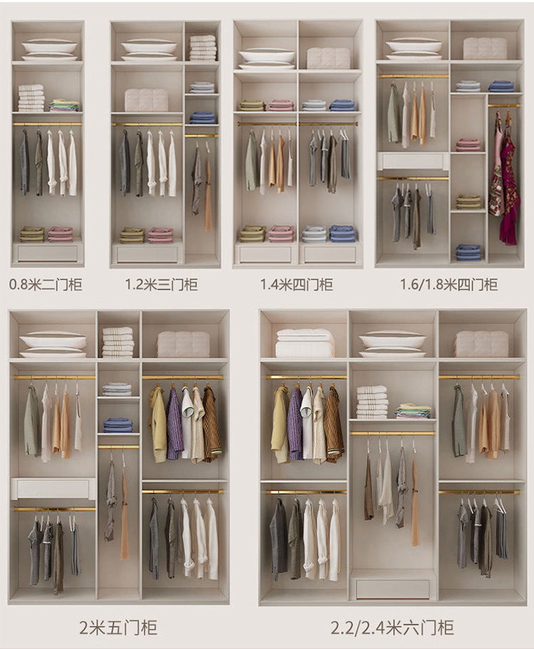 Custom Solid Wood Wardrobe for Home Bedroom Modern Simple Cream Style Hot-Selling Storage Cabinet One-Door to Ceiling Large Wardrobe