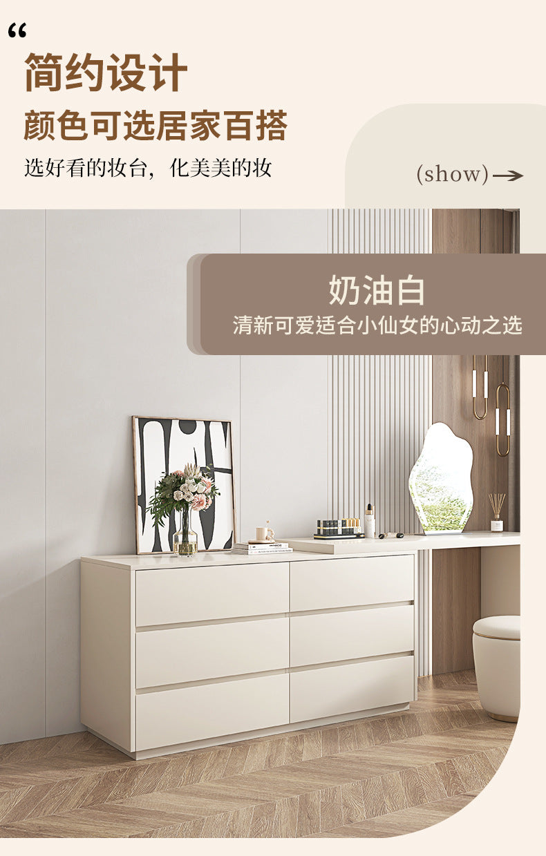 Solid Wood Dressing Table Bedroom Chest of Drawers Integrated Makeup Mirror Dressing Table Storage Cabinet Light Luxury Extendable Makeup Desk