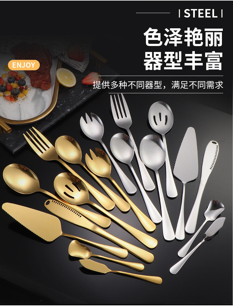 1010Stainless Steel Public Tableware Salad Dessert Spoon Fork Hotel Restaurant Self-service Spoon Fork Set