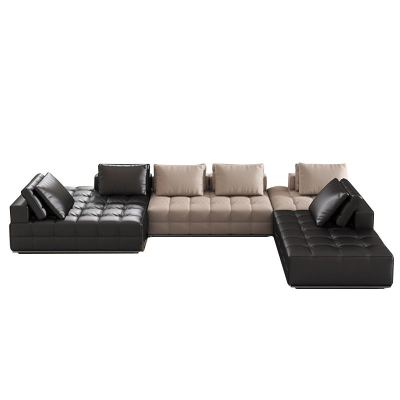 Lawrence Genuine Leather Sofa Italian Minimalist Style for Small and Large Apartments, Villas, and Clients, Corner Sofa, Modern Straight Row Leather Sofa Shipping and tax not included