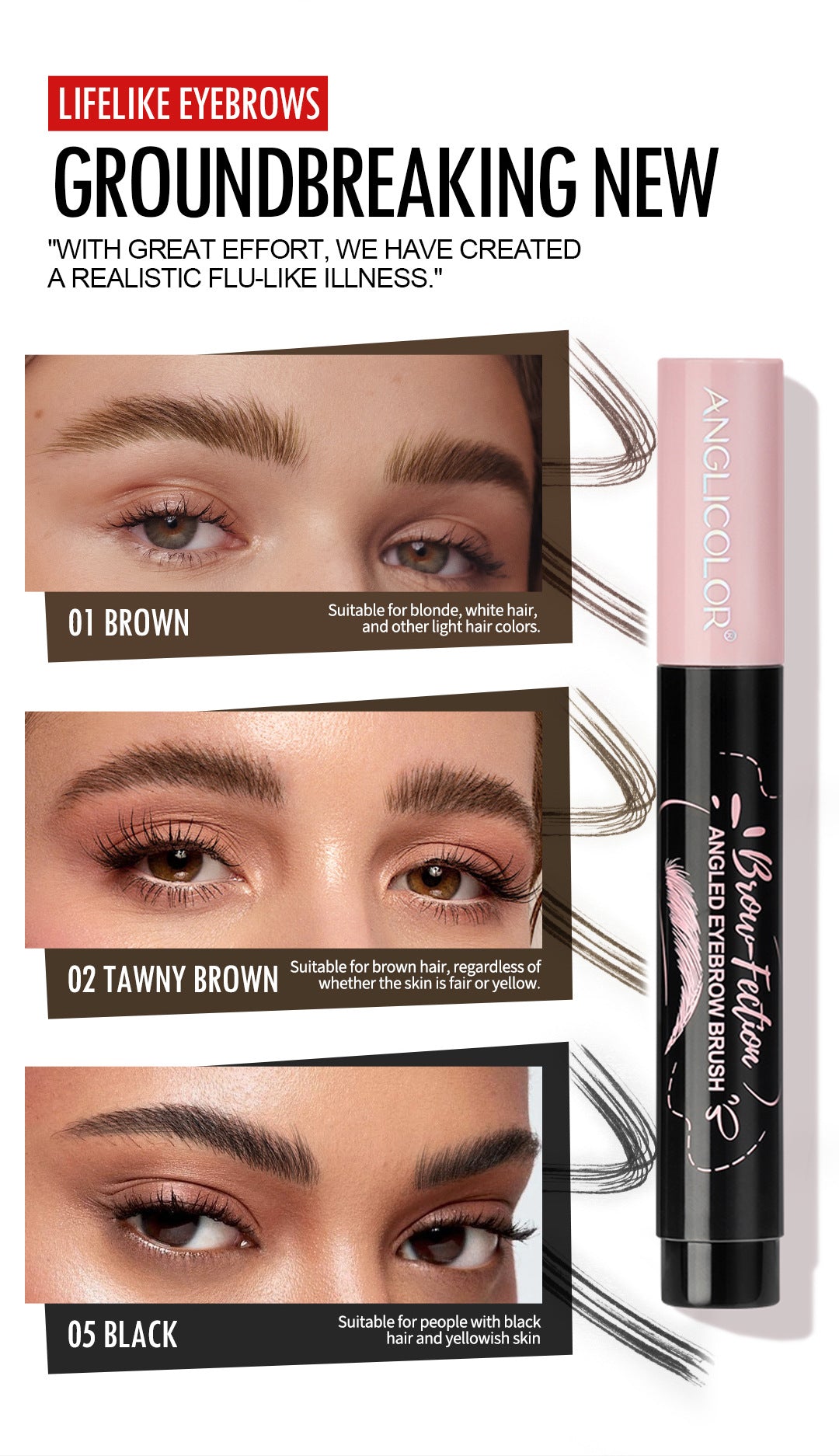 Specially Designed Multi-Pronged Plush Waterproof Eyebrow Pencil Long-Lasting Non-Fading Liquid Eyebrow Pencil for Distinct Wild Eyebrows