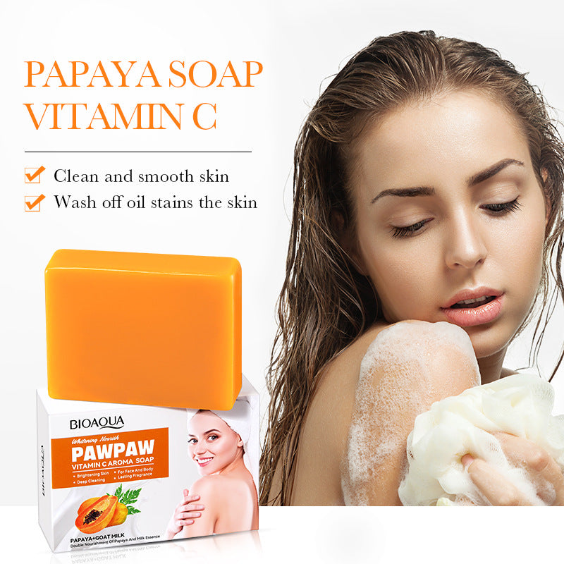 Papaya Handmade Soap100g BIOAOUA Vitamin C Cleansing and Bath Soap Cross-Border Wholesale